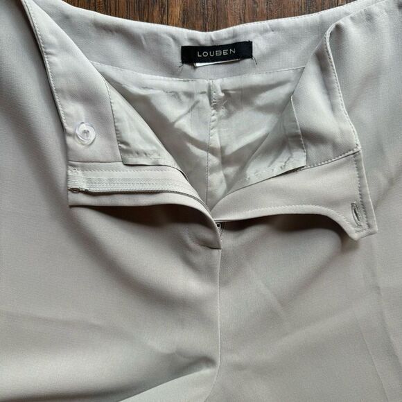 Louben Womens Pants Nordstrom Ivory Dress Pants Size 14 Straight Leg Slacks - Picture 6 of 11